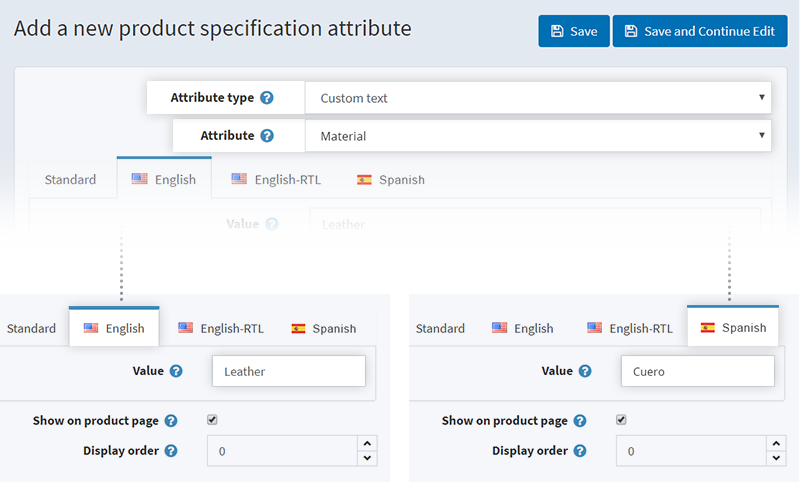 Custom text” of specification attributes is localizable